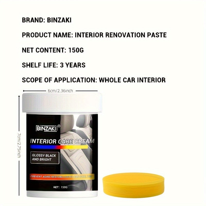Interior Car Refurbishment Cream 100ml for Plastic Dashboard Seat Tire Shine