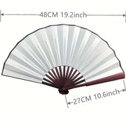 Black Bamboo Folding Fan for Weddings and Parties Traditional Textured Fabric