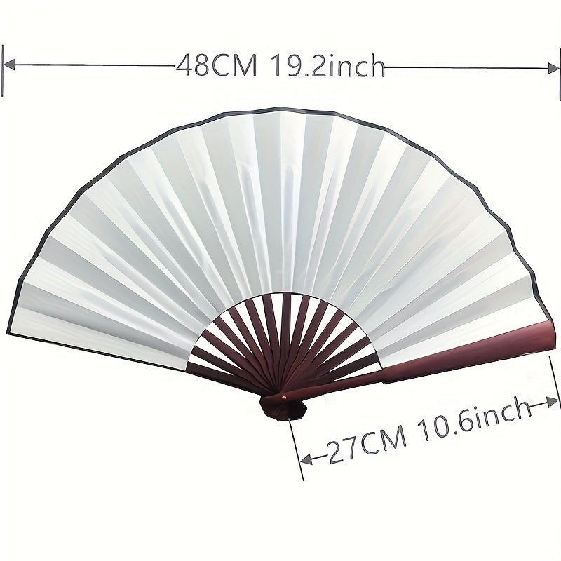 Black Bamboo Folding Fan for Weddings and Parties Traditional Textured Fabric