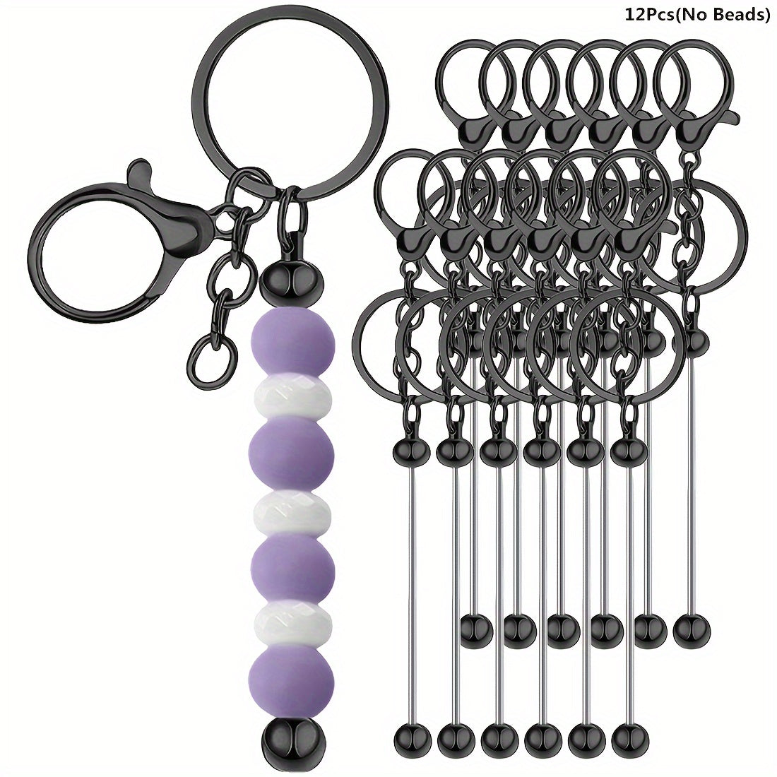 Set of 12 Gold Bead Keychain Pendants for DIY Crafts and Gifts