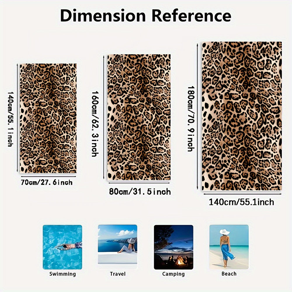 Leopard Print Microfiber Beach Towel Oversized Quick Dry Absorbent for Beach Pool