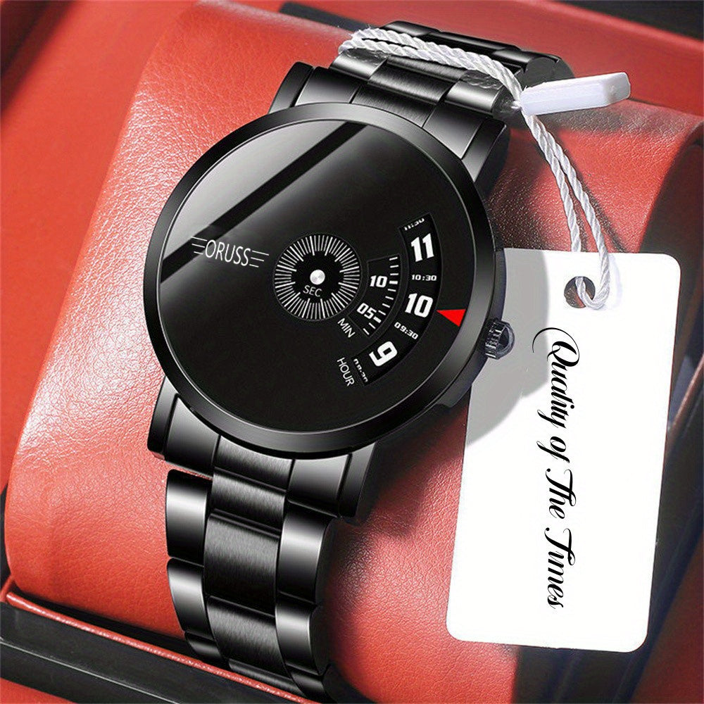 Men's Black Leather Watch for Fashion Students