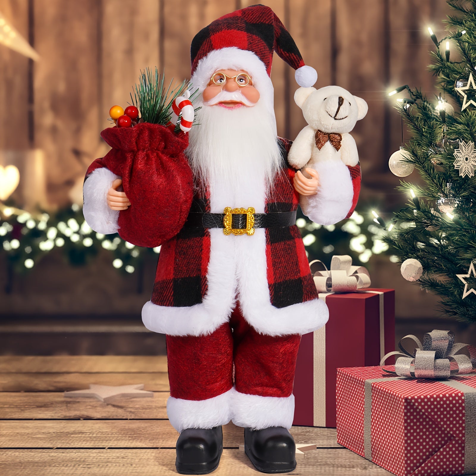 Christmas Decorations with Santa Claus and Gifts for Festive Atmosphere