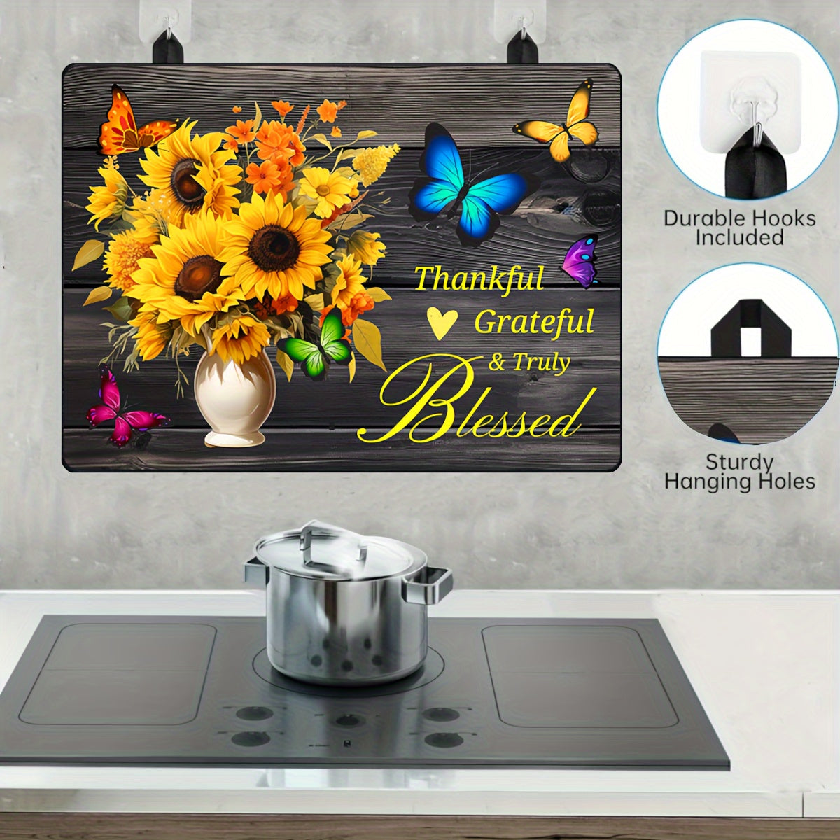 Heat Resistant Stove Top Cover Sunflower Design 28.5x20.5 Inches Anti-Scratch Dishwasher Safe