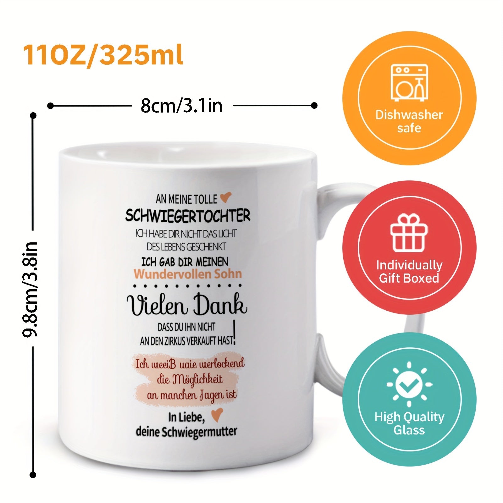 Coffee Mug for Daughter-in-Law Personalized Gift Birthday Holiday Ceramic 11oz