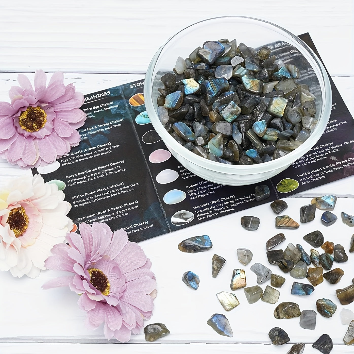 Piedras pulidas de labradorita para cristales, relleno para plantas, jarrón, decoración de acuario