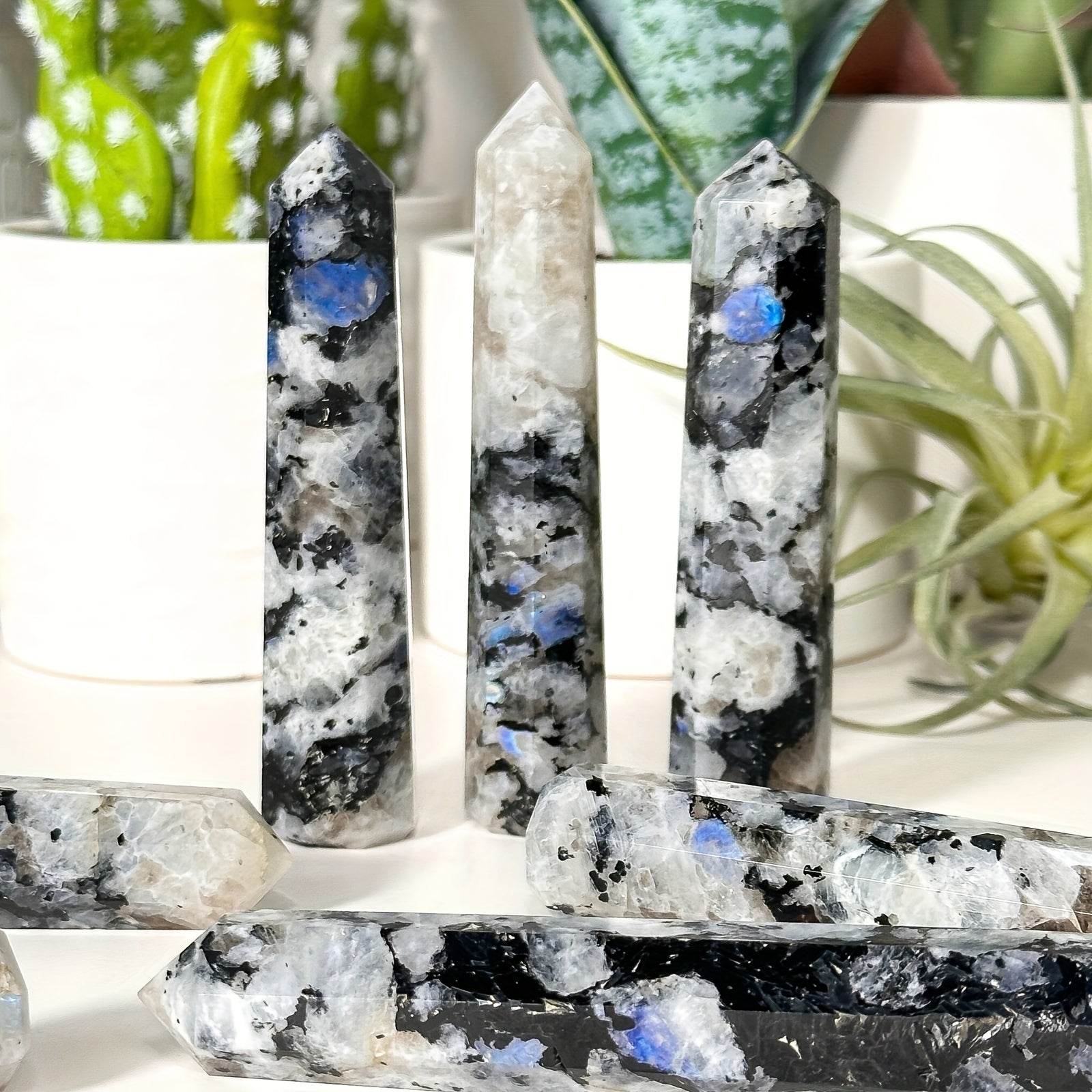 Moonstone Tower Rock Crystal Loose Stone for Home Decor and Gifts
