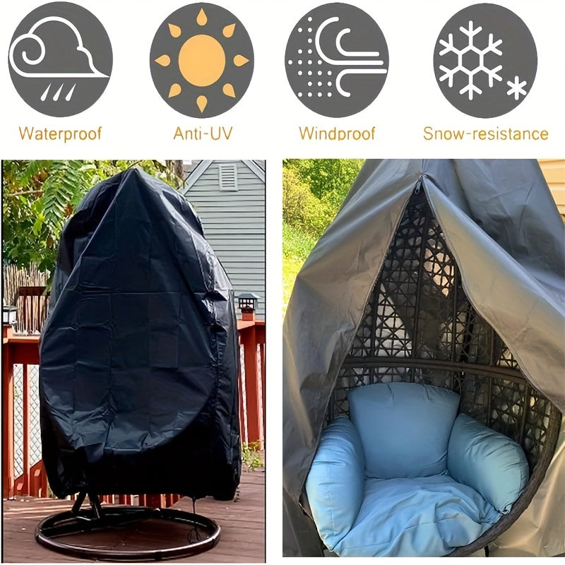 Heavy Duty 800D Polyester Egg Chair Covers Waterproof Windproof Black Set of Two