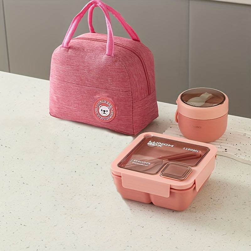 3-Piece Large Capacity Oxford Cloth Storage Bags for Lunch and Organizer in Bright Pink Grey Blue Green