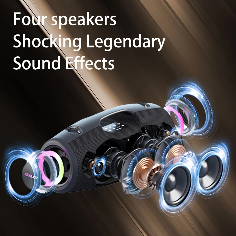 ZEALOT S78 100W Portativ Simsiz Dinamik, DSP Texnologiyasi, 4HORNS, RGB Yoritish, Ikki Ulanish, 24000mAh Batareya, 48 soat O'yin vaqti, Uy, Avtomobil, Tashqi joylar uchun mos baland Stereo Boom Bass