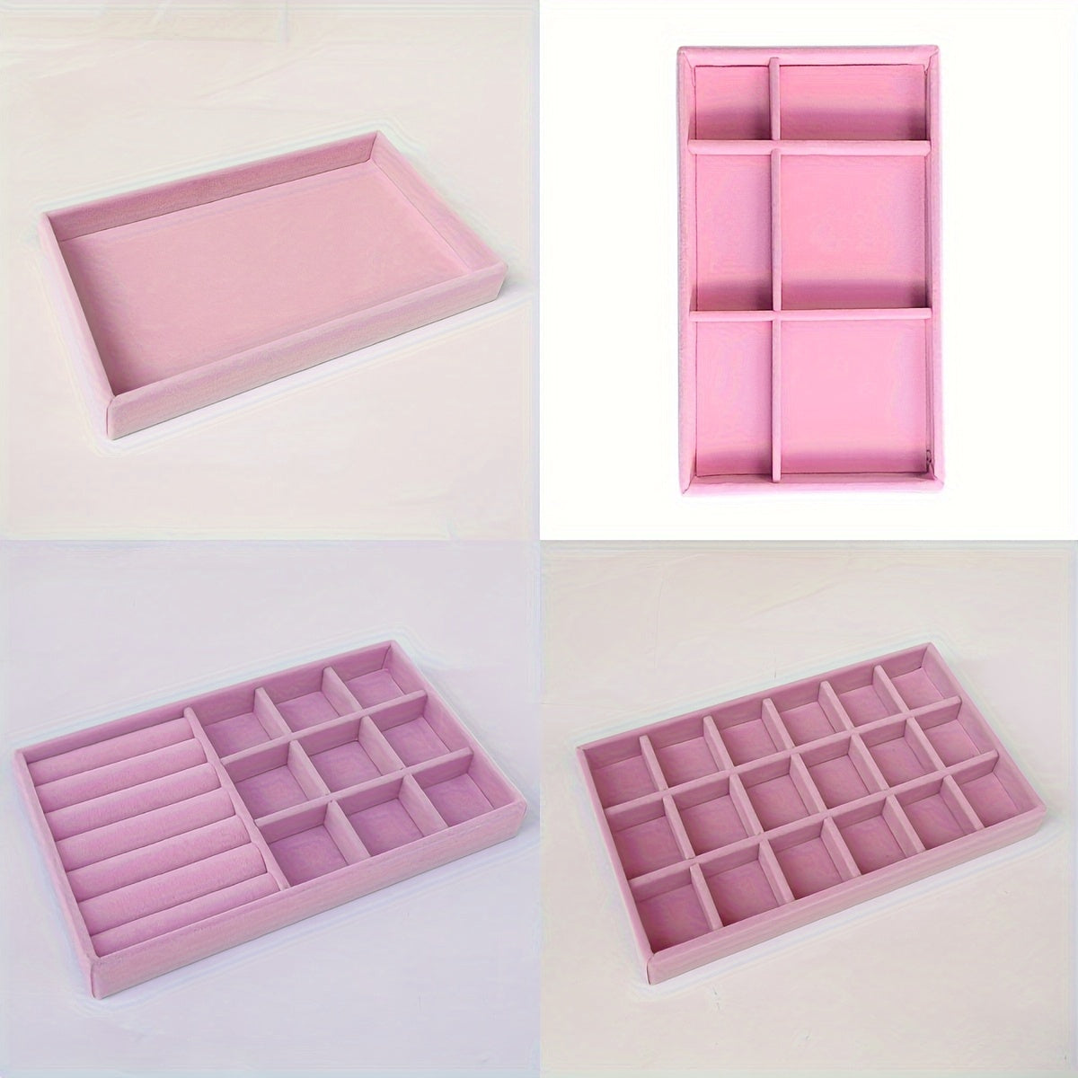 Набор из 4 фланелевых подставок для украшений для настольного хранения, штабелируемый органайзер с отделениями