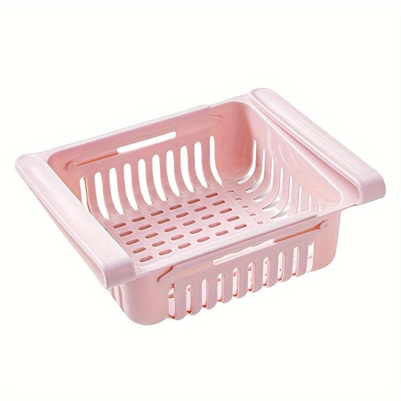 Meva, sabzavotlar, tuxumlar uchun sozlanadigan, tortib olinadigan muzlatgich polkasi tashkilotchisi