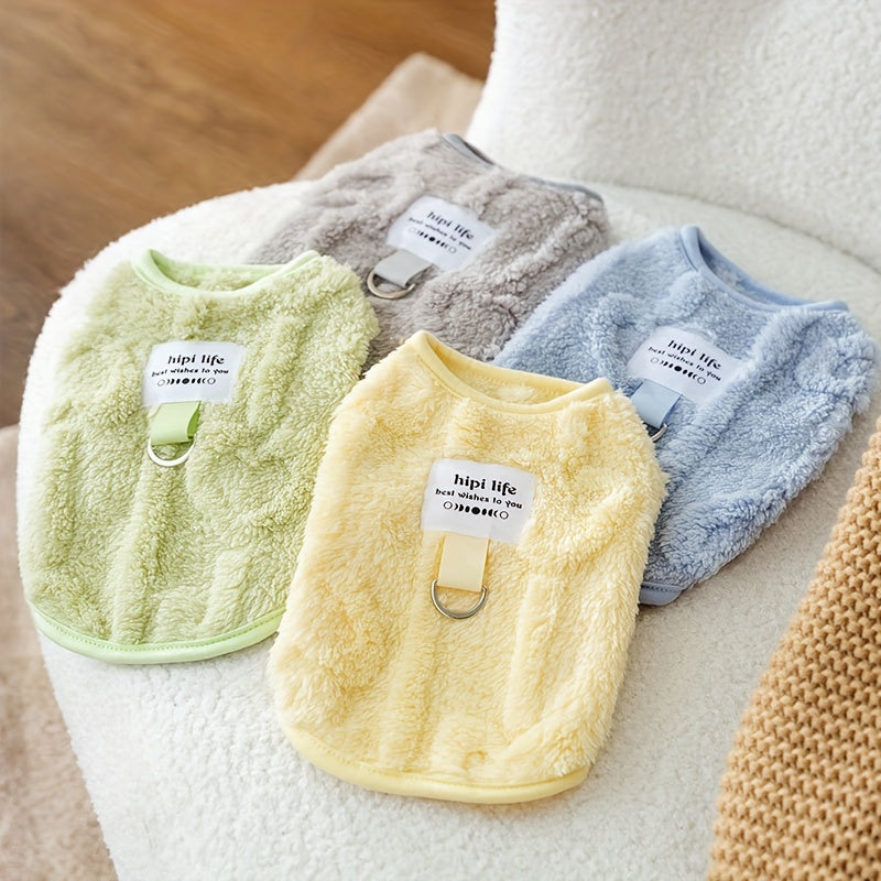 Cozy Fleece Dog Vest for Small Breeds Polyester Pullover for Autumn Winter Warm Pet Clothing