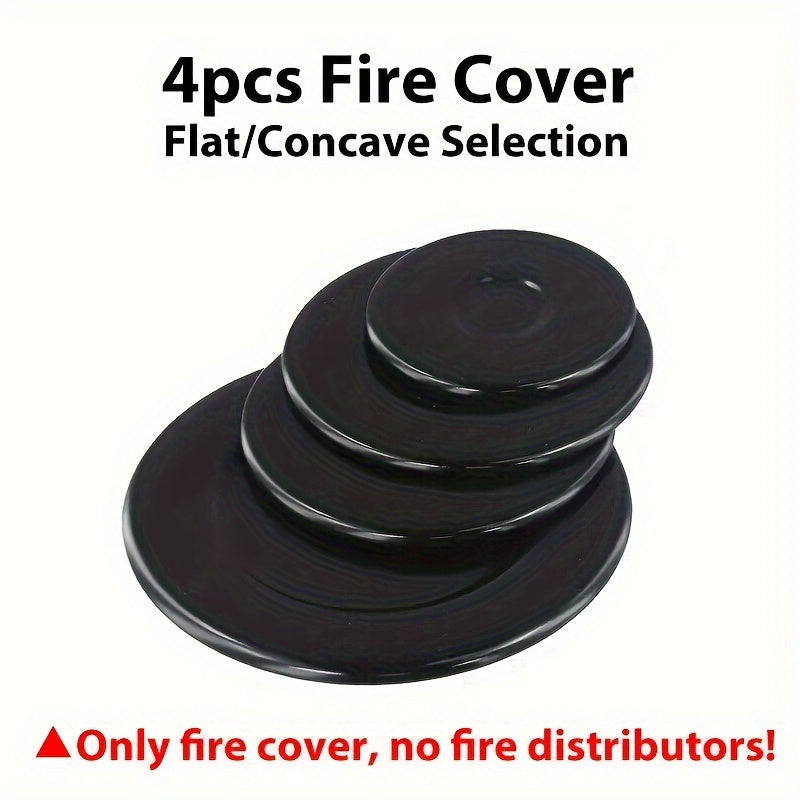 Oven gaz pechlari va pech boshlariga mo'ljallangan 4 ta gaz pechining olov qopqog'i to'plami, tekis yoki konkav