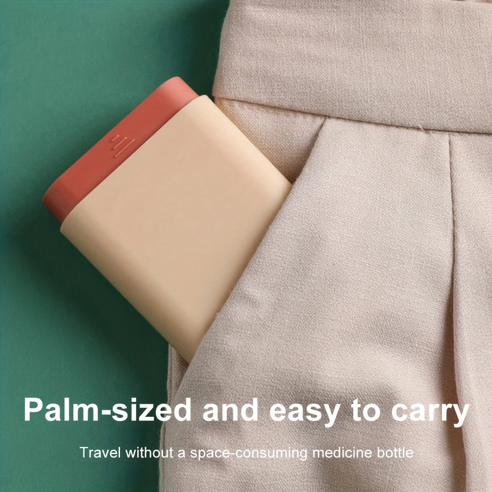 Universal Compact 6-Day Pill Organizer in Beige Gray Green Portable Travel