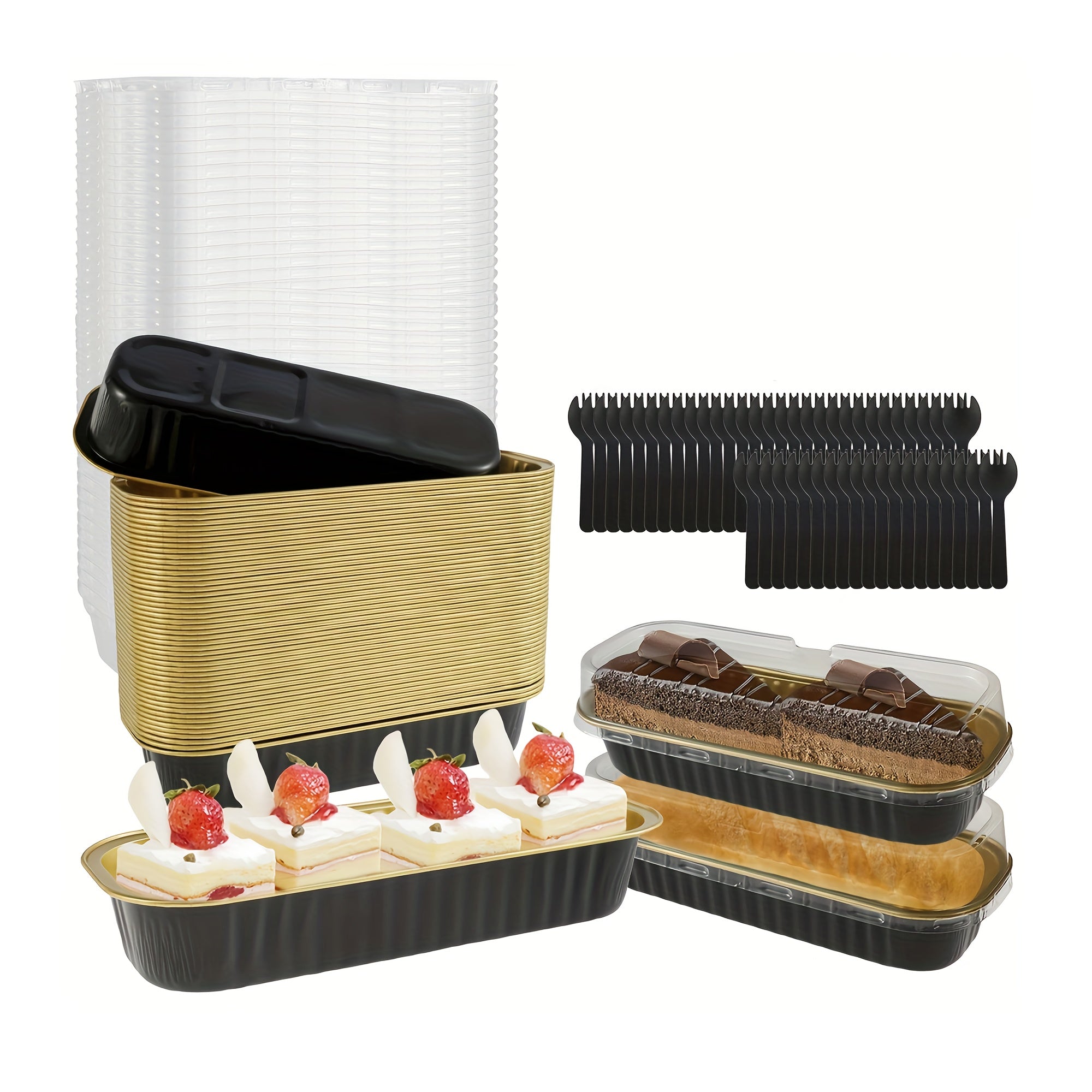 Набор из 150 мини-алюминиевых форм для тортов с крышками и ложками для выпечки и праздников