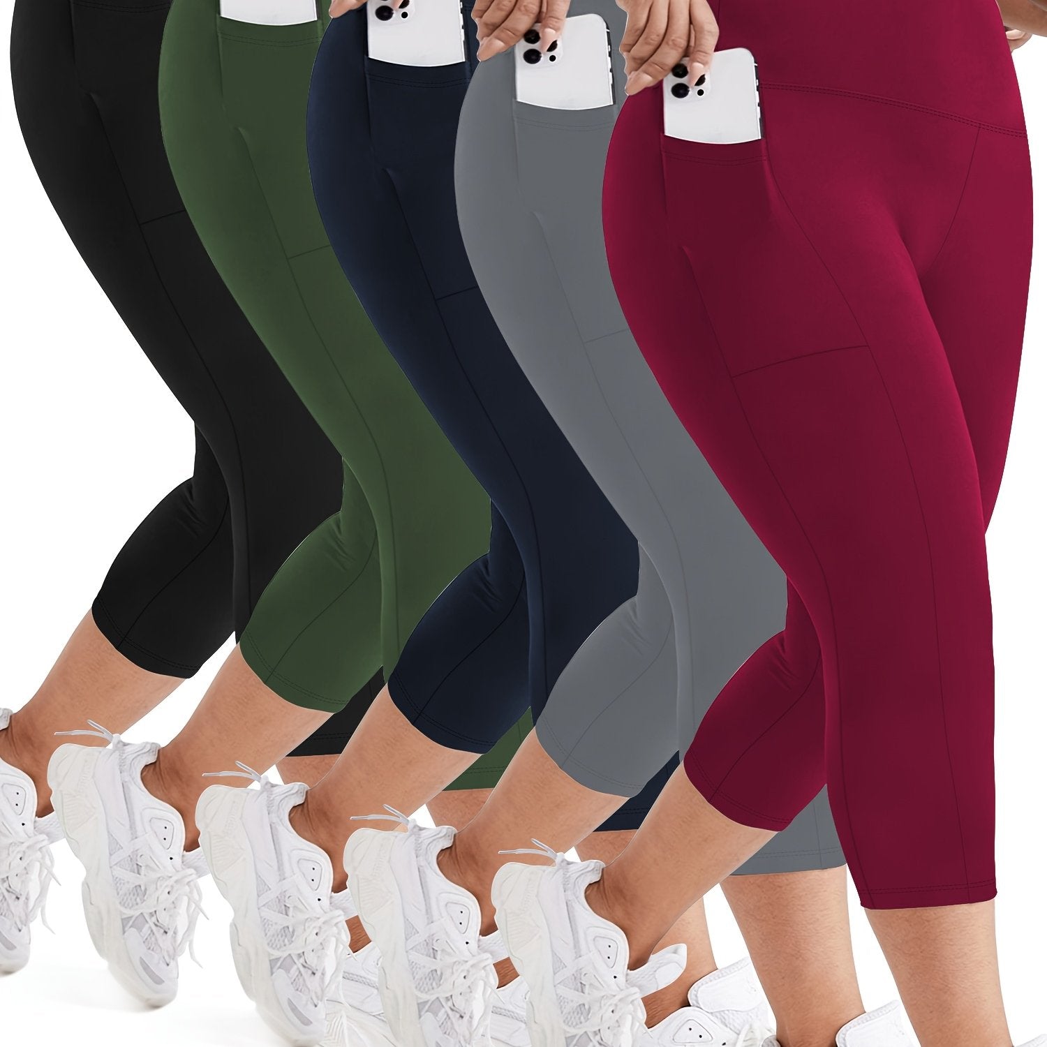Plus Size High Waist Pocket 7-Compartment Pants for Spring and Summer