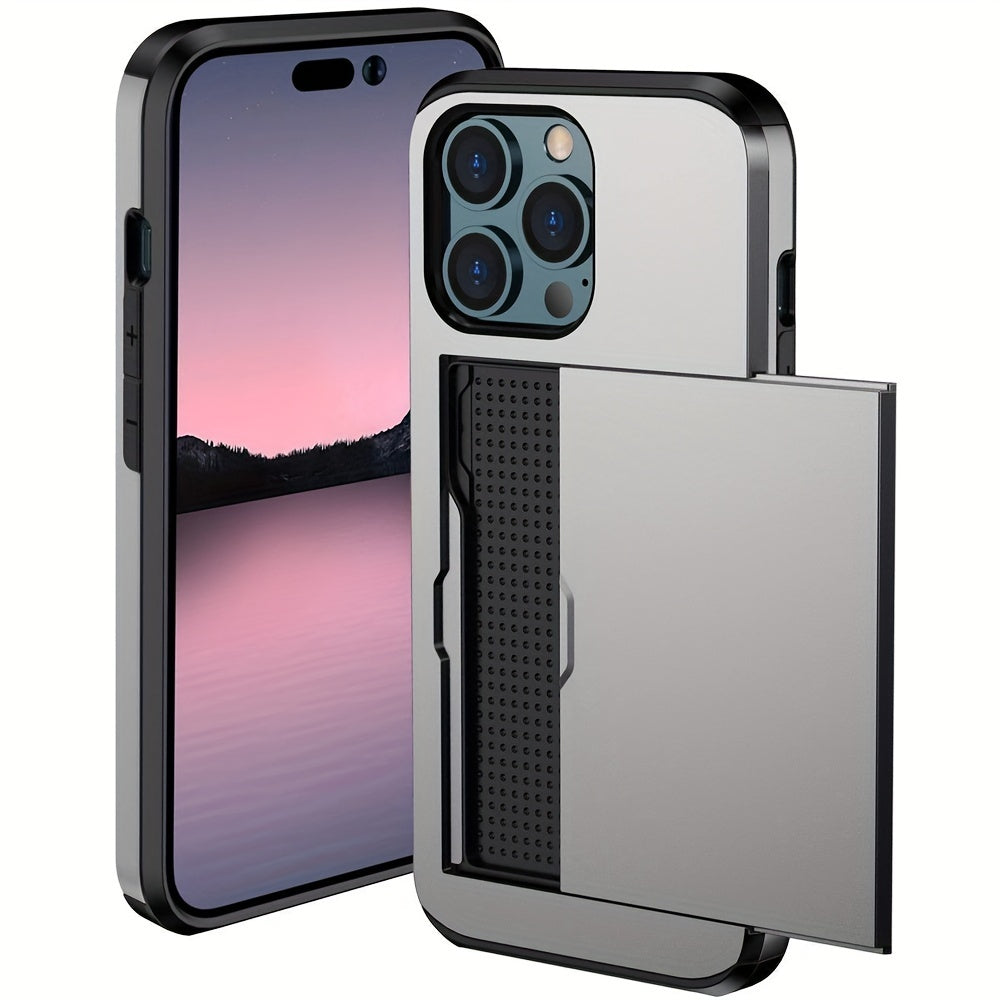 Hard Phone Case with Card Slot for iPhone 14-16 Pro Max