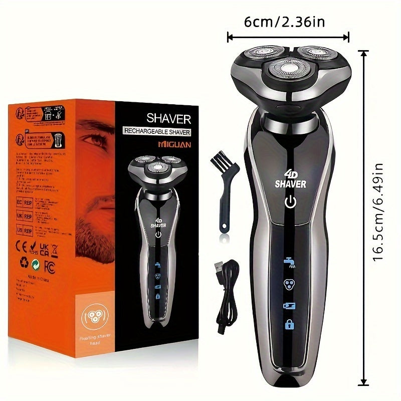 Men's 3-in-1 Electric Shaver with Nose Hair Trimmer USB Rechargeable 3D Floating Blade