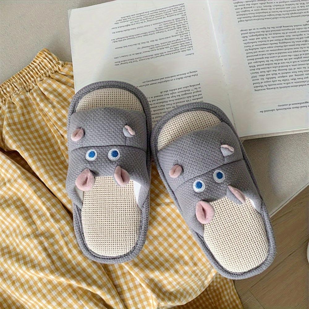 Uniseks linen shippirlari yumshoq taglikli ichki uy poyabzalari chiroyli hamster dizayni