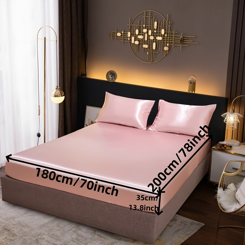 3-Piece Fitted Sheet Set with Pillowcases Polyester Bedding Soft Skin-Friendly