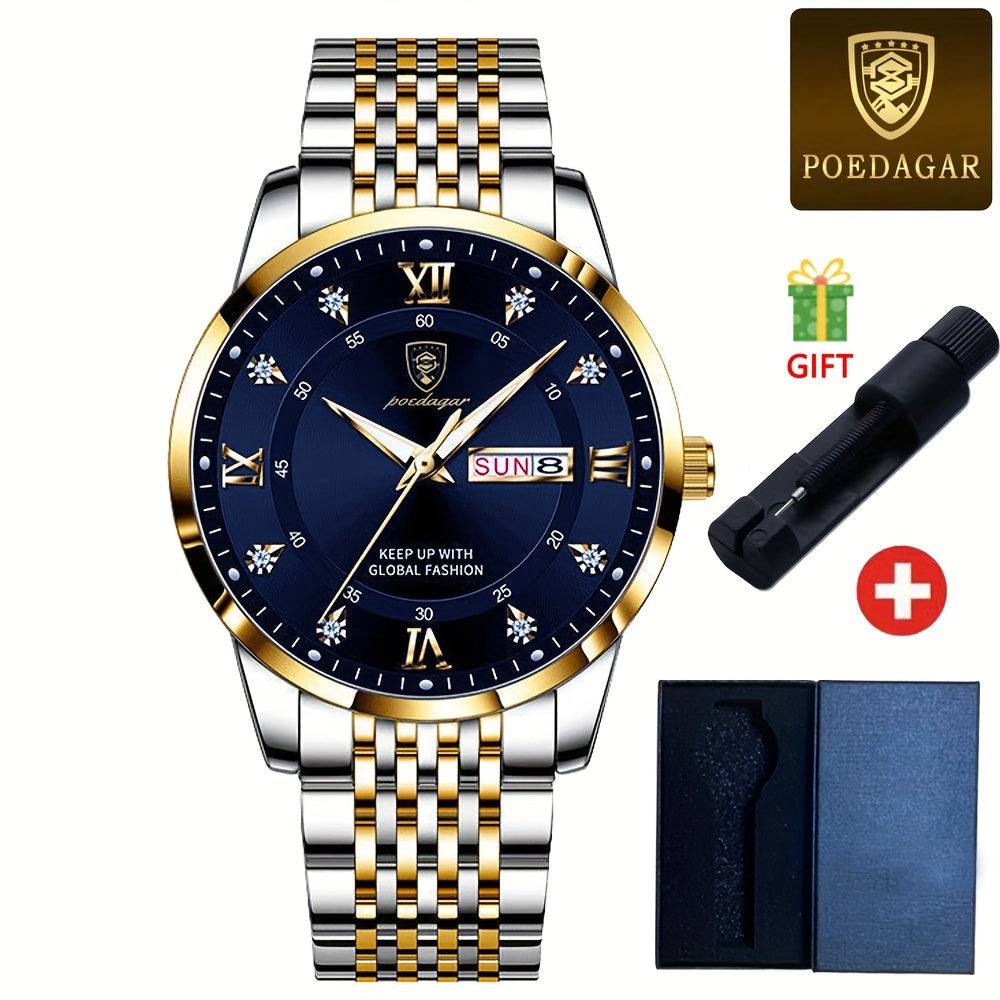 Men's Waterproof Luminous Quartz Chronograph Wristwatch for Business and Sports