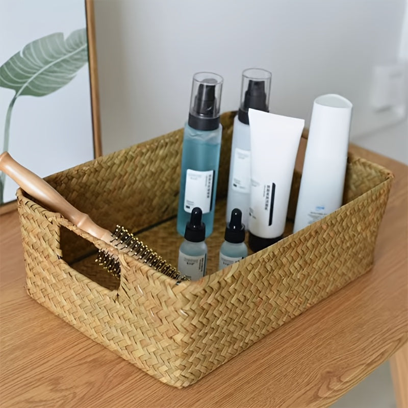 Shimoliy uslubda to‘g‘ri to‘g‘ri to‘qilgan saqlash savati, ish stoli yoki qishloq bezaklari uchun ideal, Janubiy Koreya IKEA dizaynidan ilhomlangan.