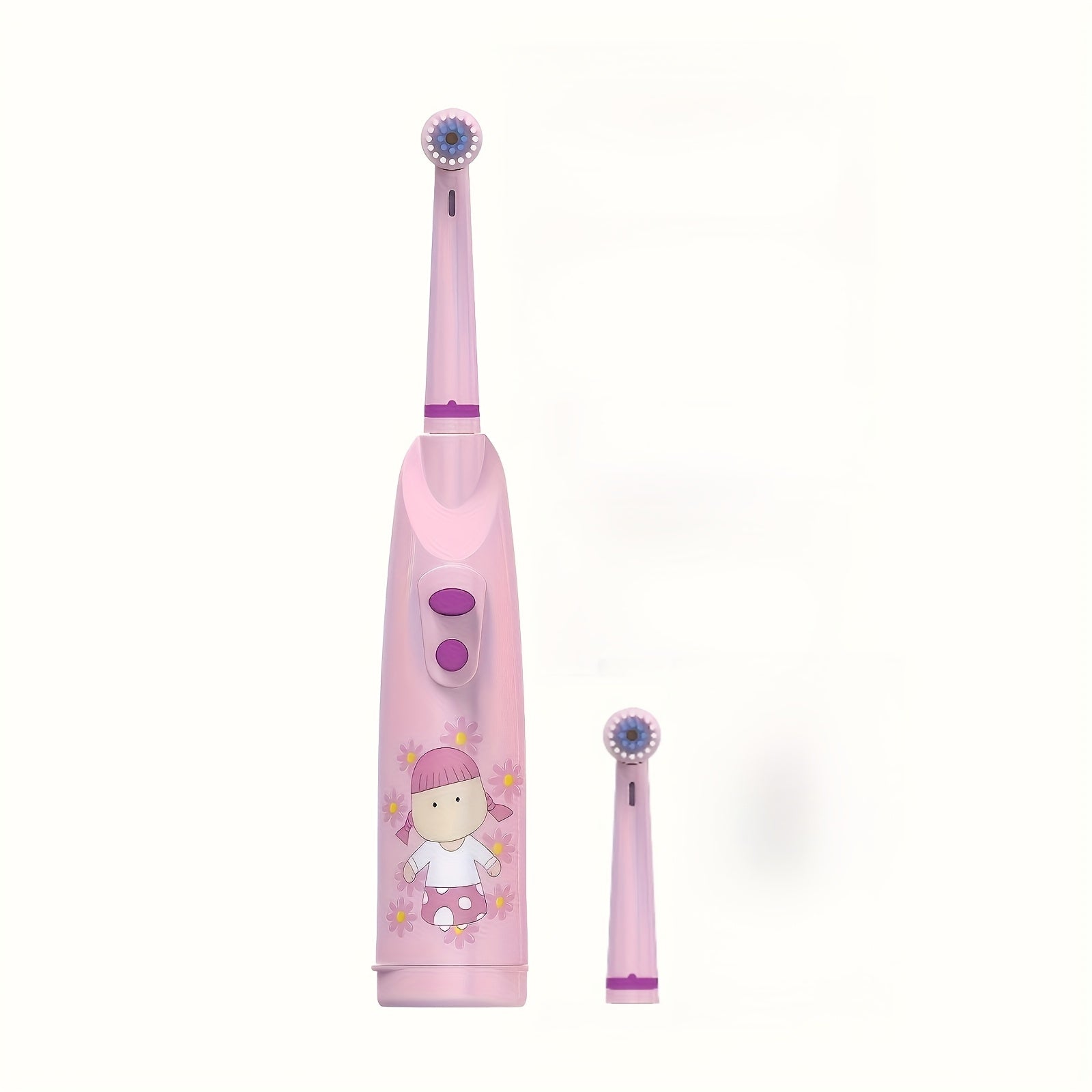 Kids Pink Electric Toothbrush Soft Nylon Bristles for Ages 3+ Battery-Powered
