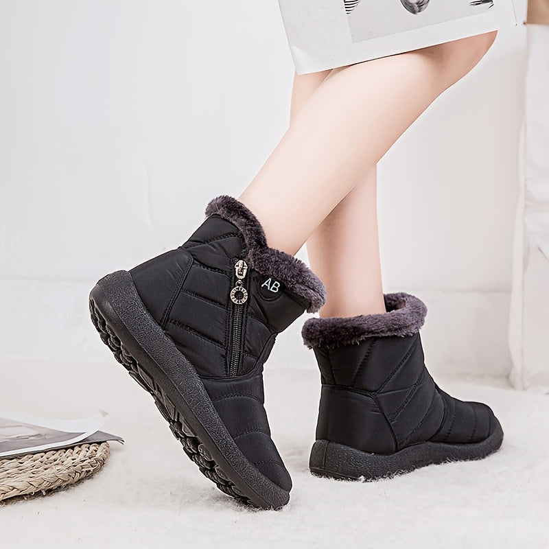 Women's Winter Thick Warm Fleece Short Boots Flat Large Sizes 36-44