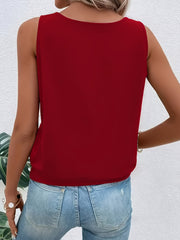 Top de tirantes para mujer talla grande sin mangas con escote en V y abertura en forma de llave para verano casual