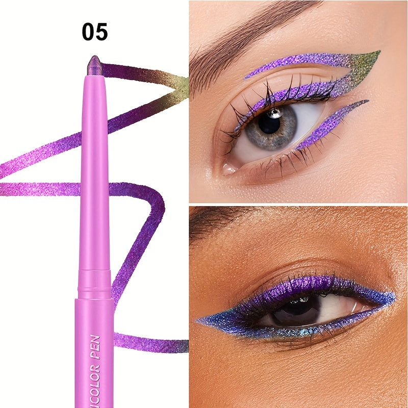 Women Color-Shifting Eyeshadow and Eyeliner Stick Waterproof Long-Lasting Vibrant Orange Pink Purple Green