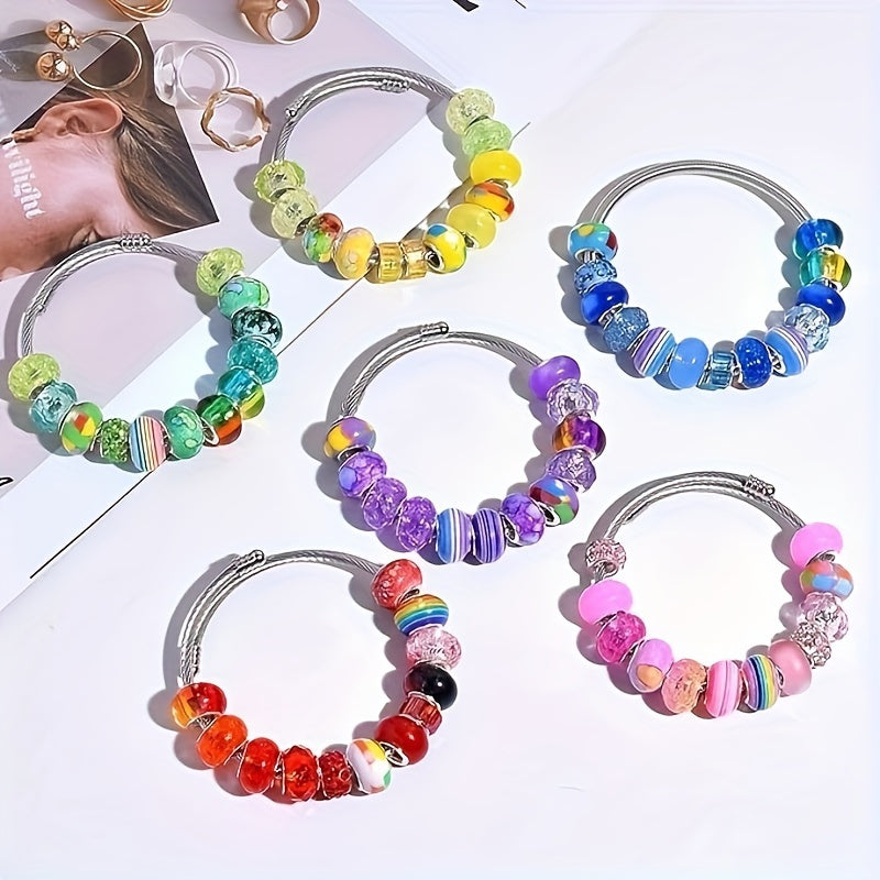 50 Colorful Resin Glass Beads for Jewelry Making Large Hole Rhinestone Embellishments