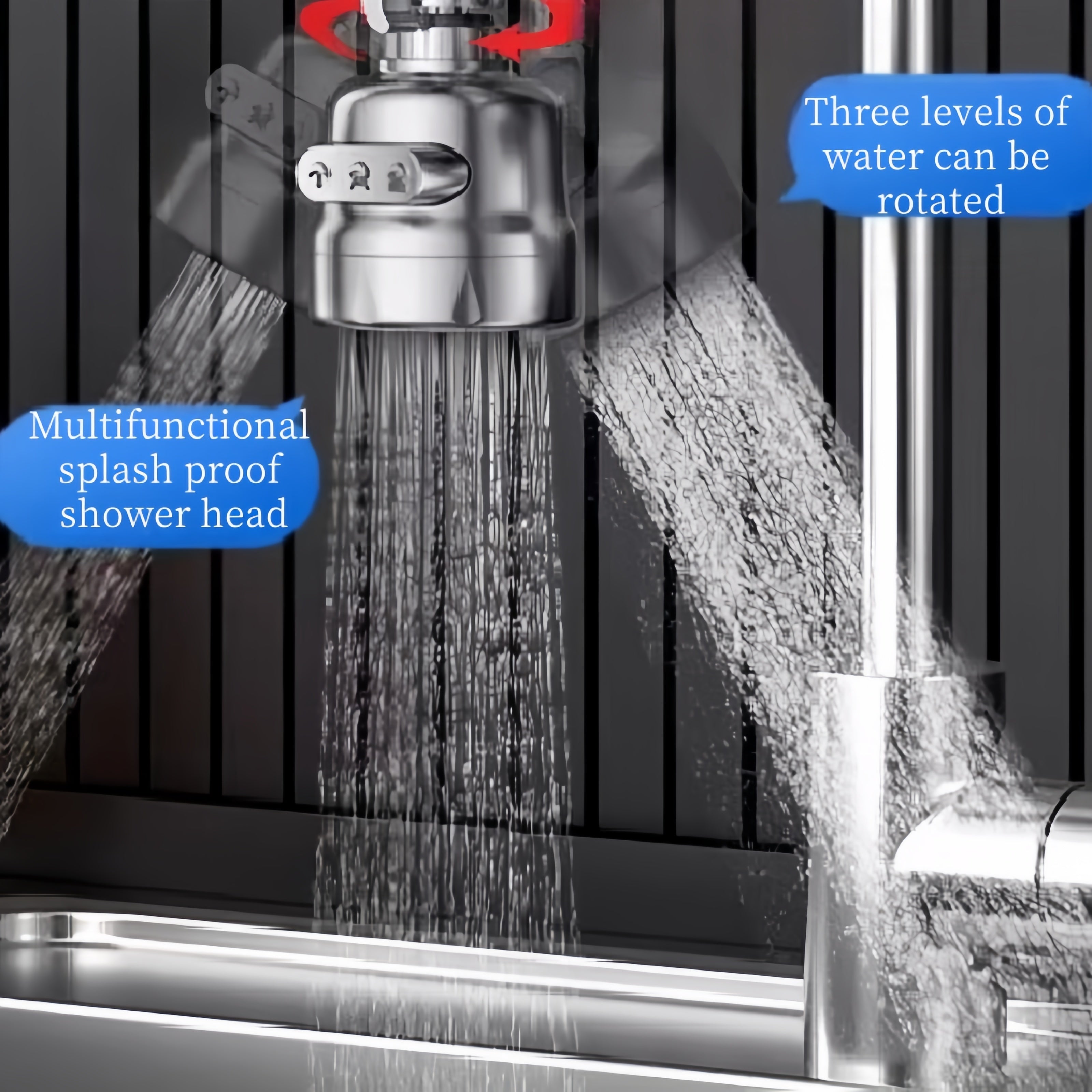 304 zanglamas po'latdan yasalgan kran suv filtri, ko'p yo'nalishli dush boshli - xlor, miya va og'ir metallarni kamaytirish uchun keramik kompozit kartuşli kran tozalagich, elektr energiyasi talab qilinmaydi.