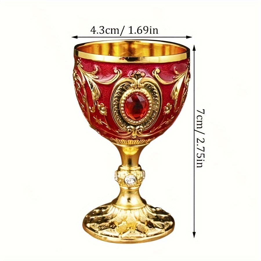 Set of Two 30ML Crystal Chalice Wine Glasses and Embossed Diamond Shot Glass for Red or White Wine