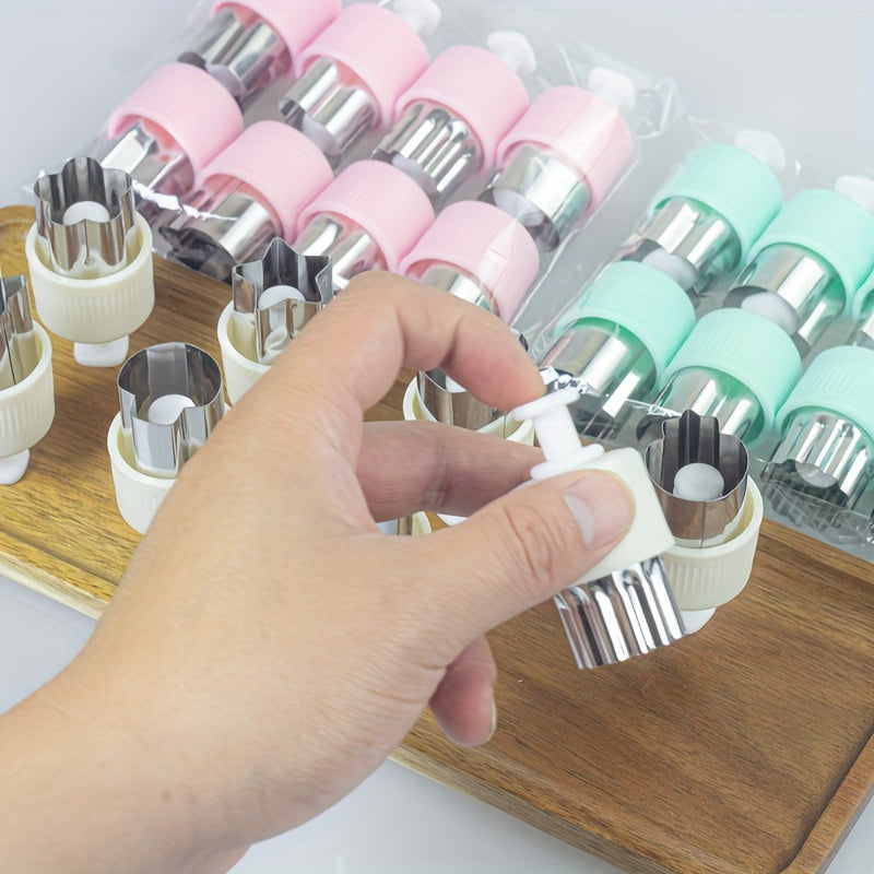 Set of 8 Stainless Steel Cookie and Fruit Print Baking Tools with Changeable Plungers