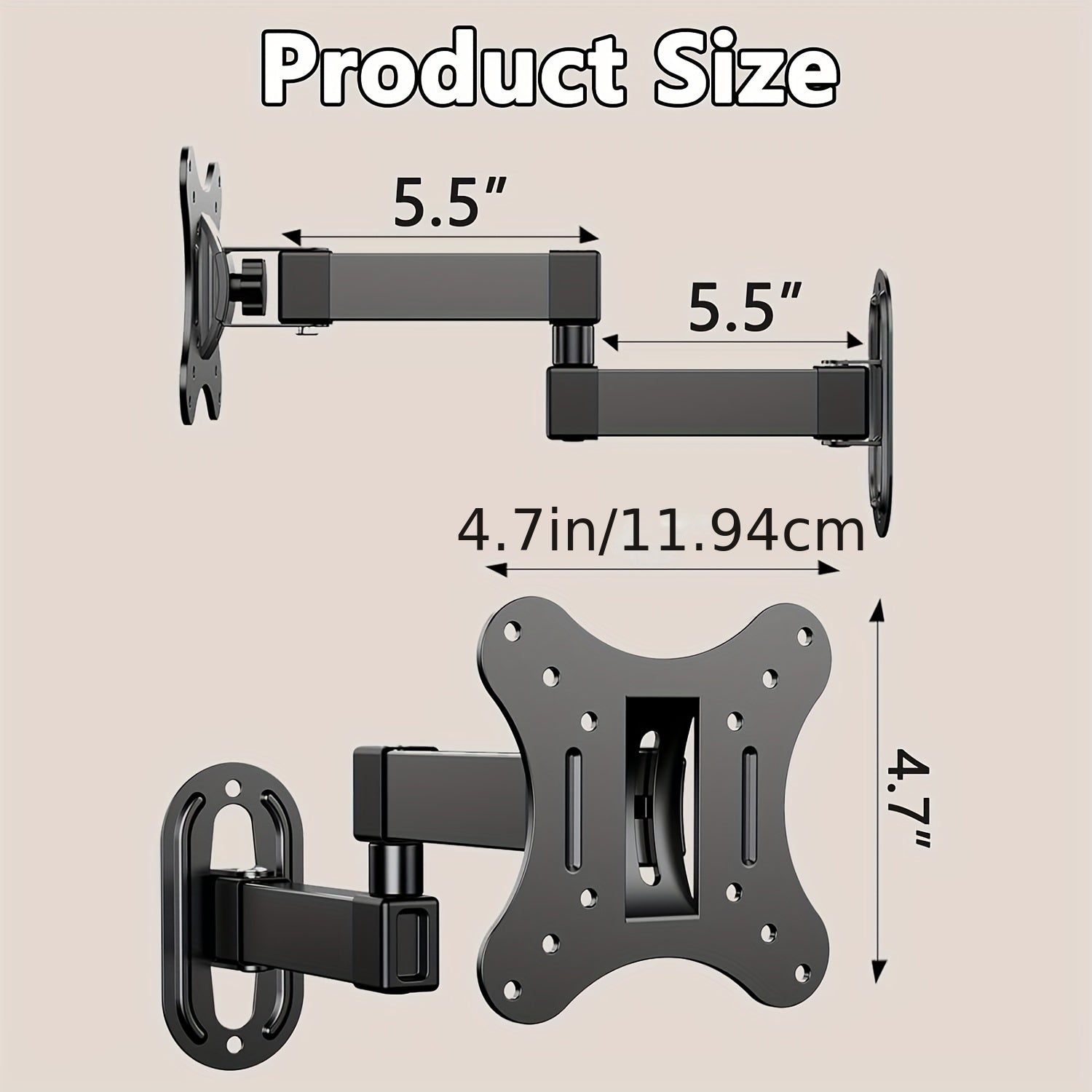 Full Motion TV Wall Mount Bracket for 14-27 Inch Screens VESA 75x75mm to 100x100mm