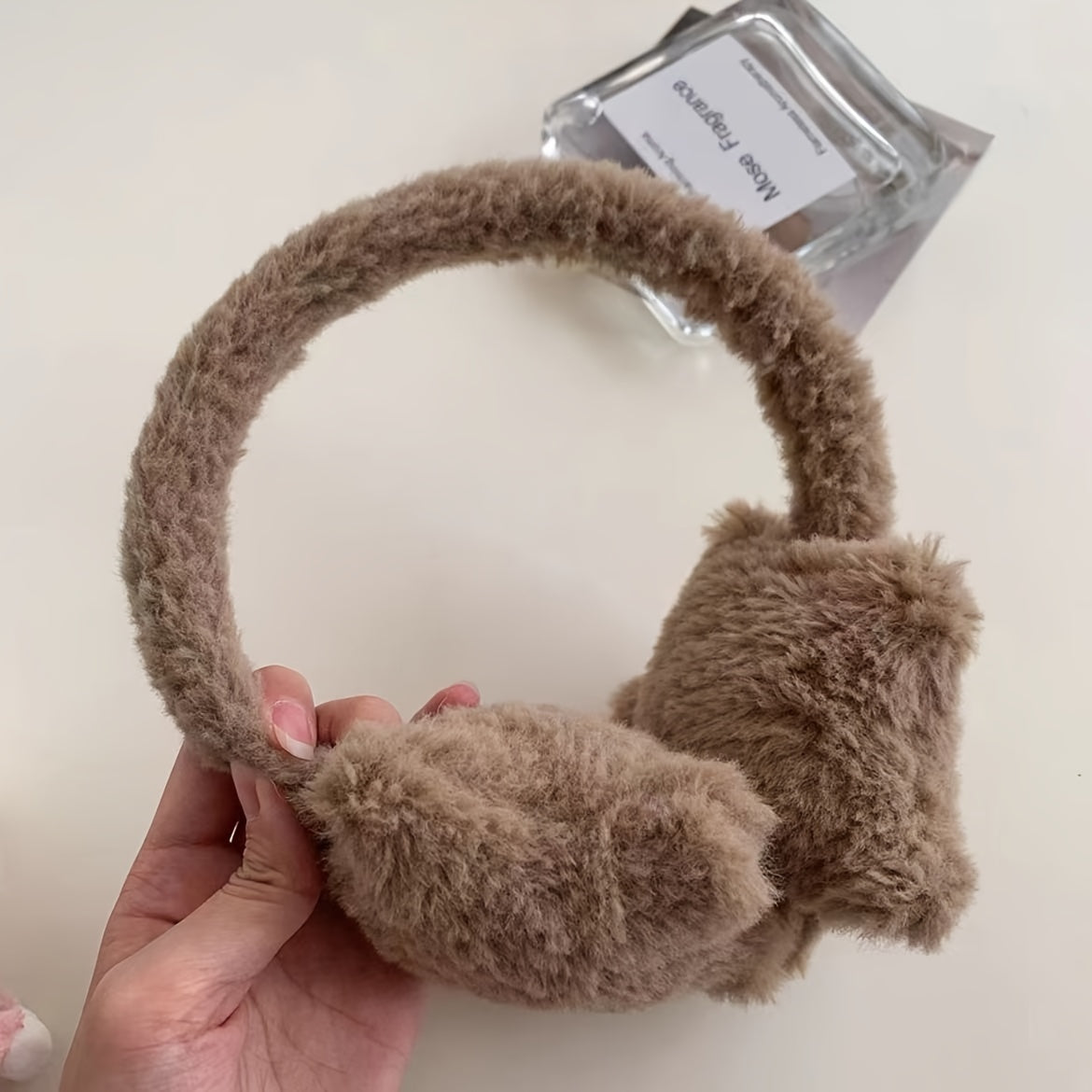 Women’s Plush Earmuffs with Star Design, Cozy Knit Winter Ear Warmers