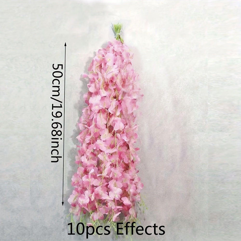 Sun'iy Wisteria garlandi 10 ta to'plam ichki tashqi bezak uchun plastmassa, to'ylar, takliflar