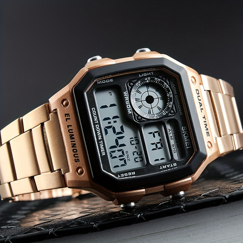 Reloj electrónico cuadrado para hombre con pantalla luminosa y correa duradera