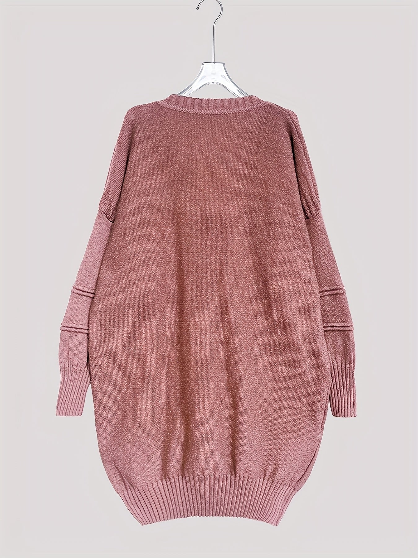 Plus Size Casual Loose Fit Pullover Sweater Dress Women Mid-Length Black