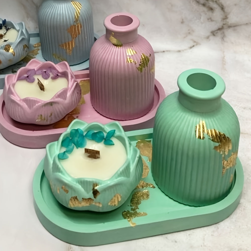 3-Piece Silicone Mold Set for DIY Crafts Resin Concrete Plaster Home Decor