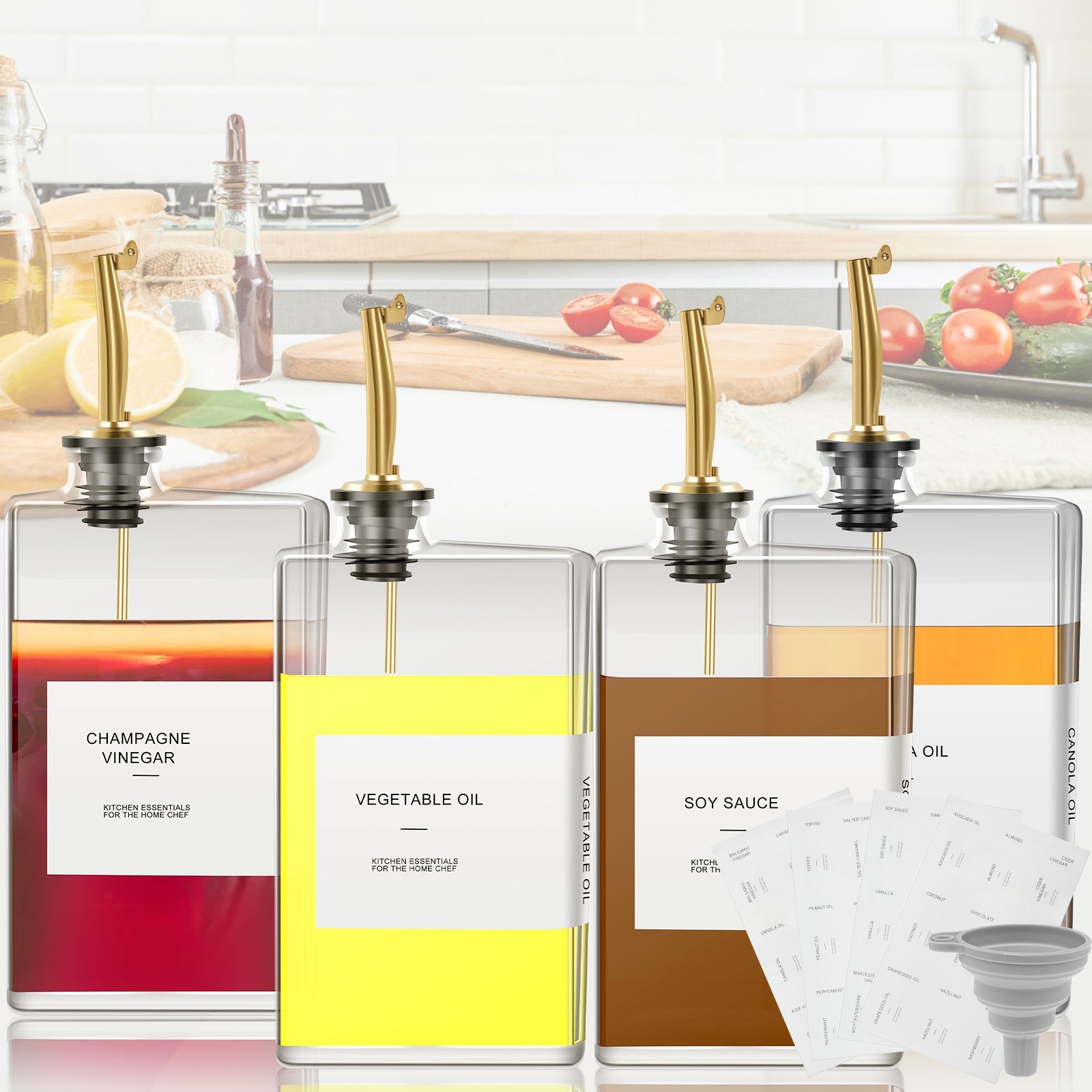 Прямоугольный стеклянный дозатор для масла объемом 500 мл, прозрачный, герметичный для сои, уксуса