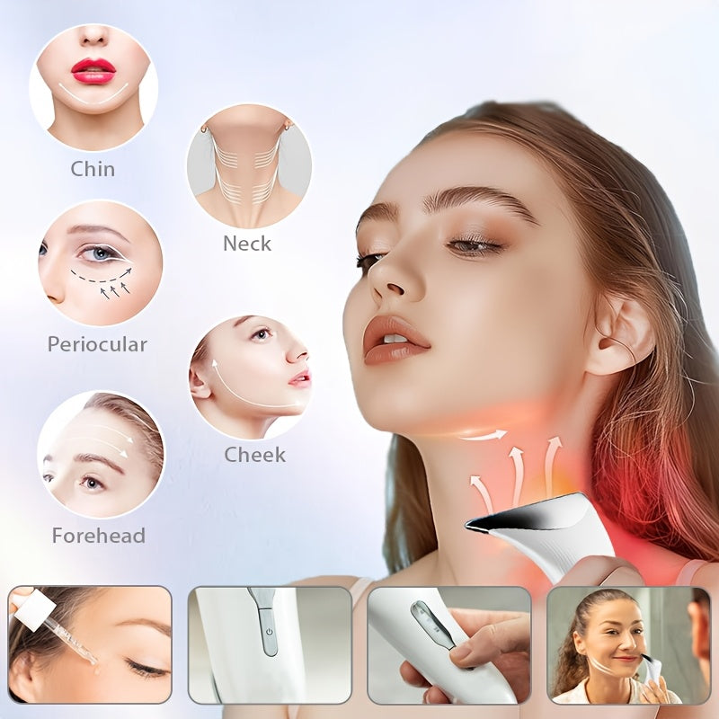 Массажер для шеи и лица с функцией 3-в-1, перезаряжаемый через USB, с режимами нагрева, вибрации и для лба. Работает на литиевой батарее, идеально подходит в качестве подарка для женщин.