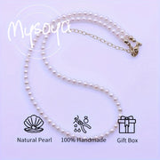 Natural White Freshwater Pearl Necklace Choker 4.5-5mm Gift Box Unisex Jewelry