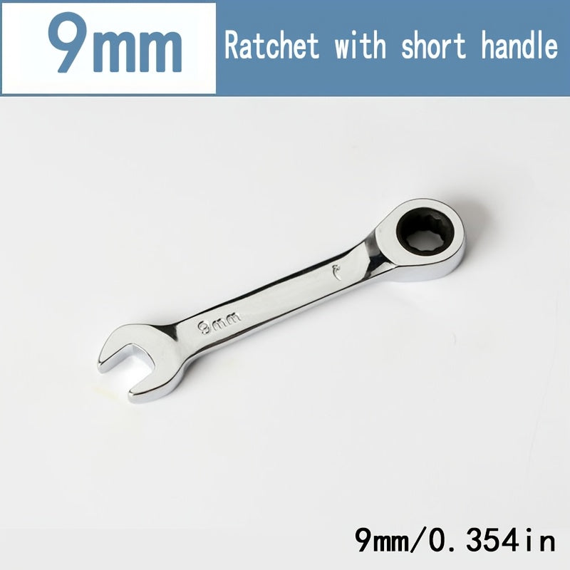 Mini Two-Way Ratchet Wrench, 72 Tooth, Metal Open-End, Durable Rust-Proof