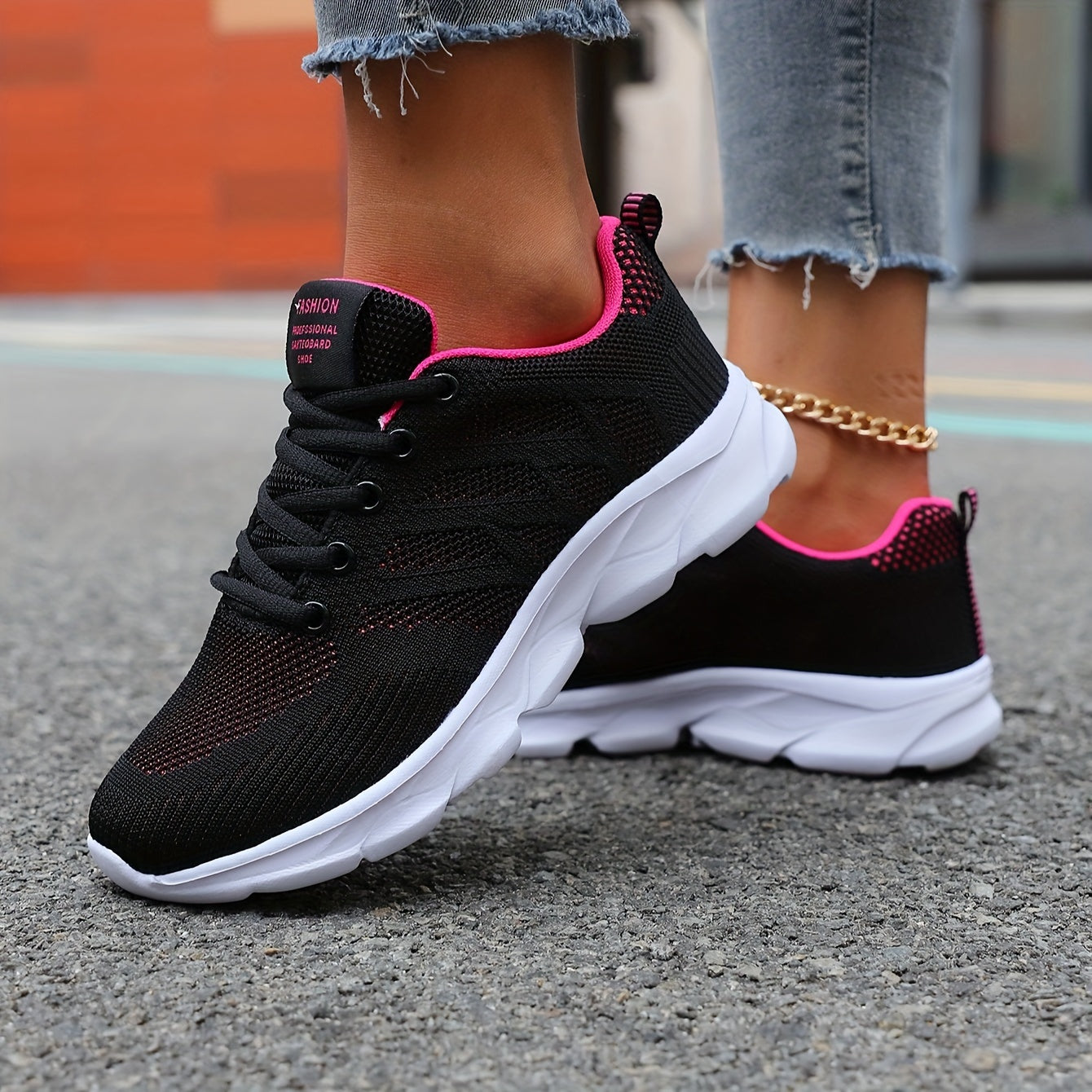 Women's Breathable Fabric Sneakers Low Top Casual Running Shoes