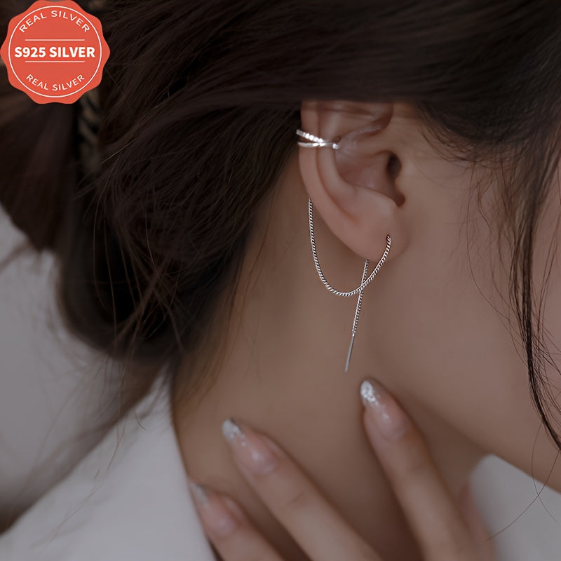 Sterling Silver Tassel Earrings for Women Hypoallergenic Dangle Chain Lightweight Gift Box