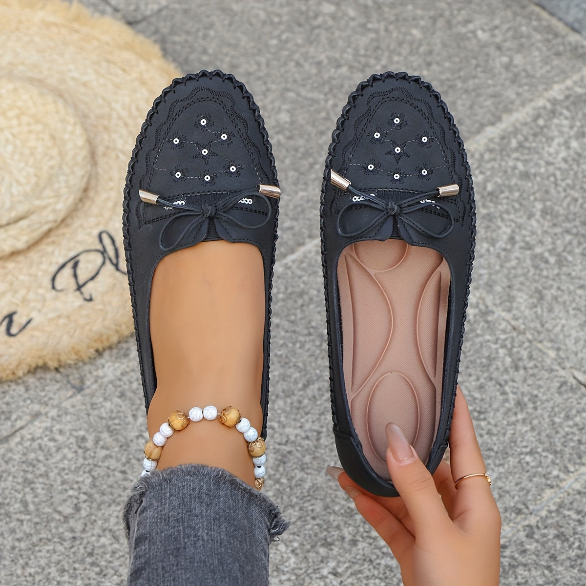 Women's Slip-On Loafers Soft PU Comfortable Breathable All-Season Black Grey Pink