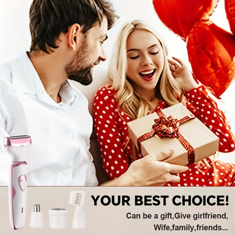 Removedor de vello eléctrico para mujer 4-en-1 de acero inoxidable recargable con USB regalo