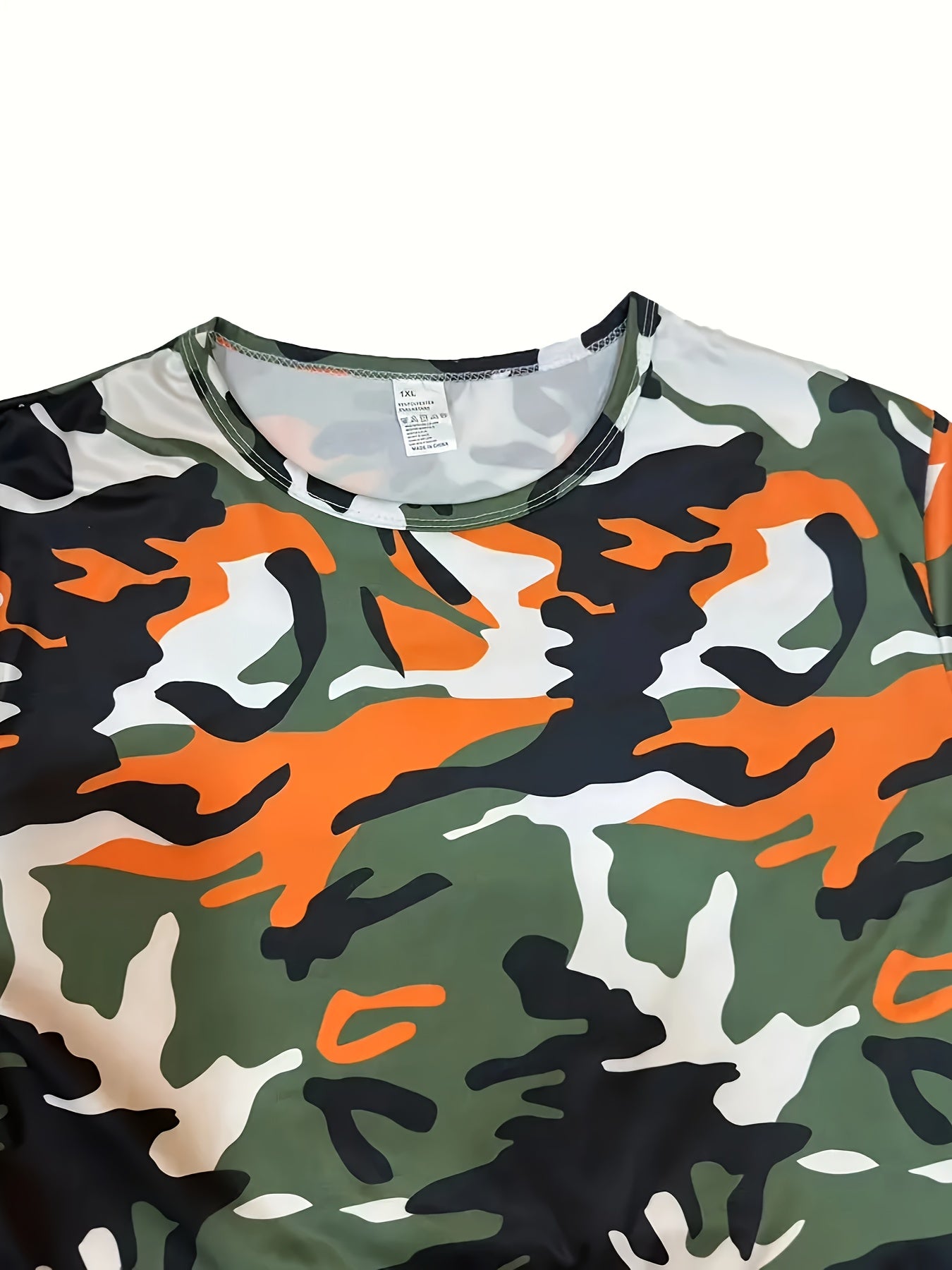 Plus Size Camouflage Orange Sports Outfit Women Activewear